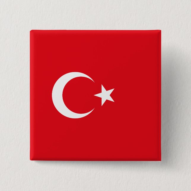 Badge Carré 5 Cm Drapeau turc (Turquie) (Devant)