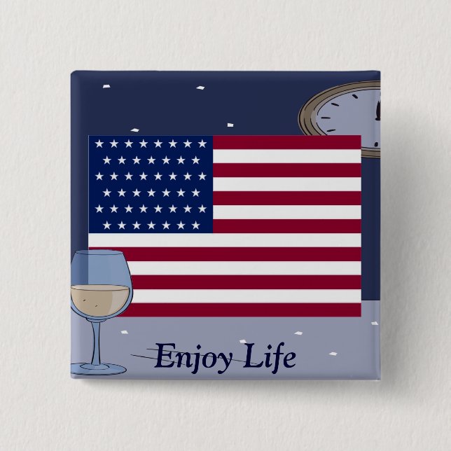 Badge Carré 5 Cm Drapeau USA_ (Devant)
