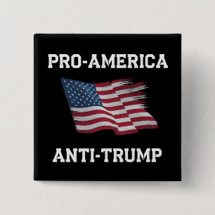 Badge Carré 5 Cm Drapeau USA vintage anti Trump pro Amérique