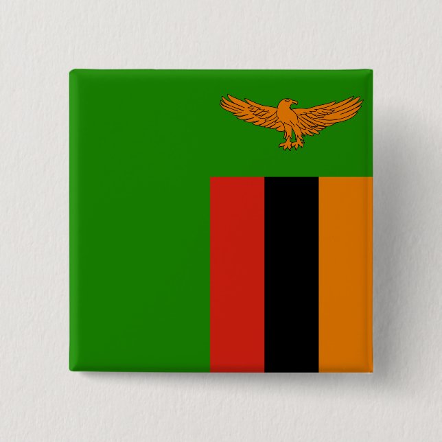 Badge Carré 5 Cm Drapeau Zambie (Devant)