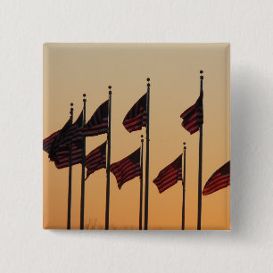 Badge Carré 5 Cm Drapeaux au coucher du soleil Patriotique américai