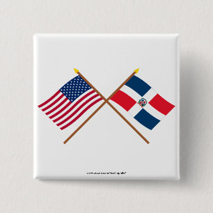 Badge Carré 5 Cm Drapeaux croisés des USA et de la République