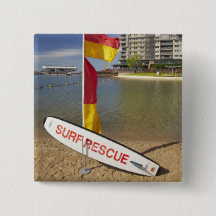 Badge Carré 5 Cm Drapeaux et carte de secourt de surf