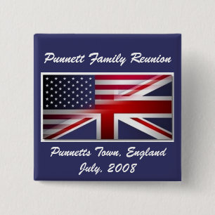 Badge Carré 5 Cm drapeaux, la Réunion de famille de Punnett, ville