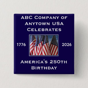 Badge Carré 5 Cm Drapeaux patriotiques des États-Unis pour le 250e 