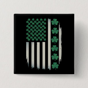 Badge Carré 5 Cm Draps d'Irlande avec Drapeau Américain USA Fête Sa