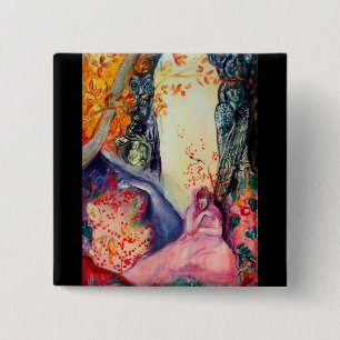 Badge Carré 5 Cm DREAM D'OR / Méditation Yoga Jardin Zen