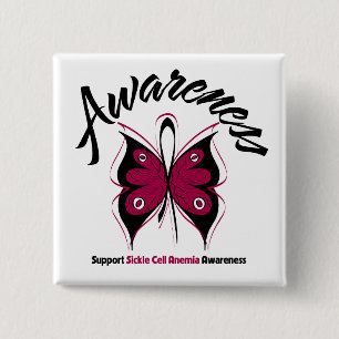 Badge Carré 5 Cm Drépanocytose de papillon de CONSCIENCE