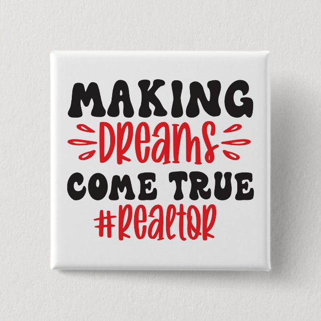 Badge Carré 5 Cm Drôle Agent Immobilier Cadeau Home Broker Realtor (Devant)