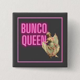Badge Carré 5 Cm Drôle Bunco Queen Vintage