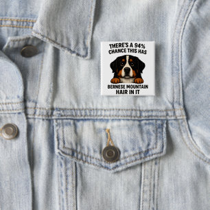 Badge Carré 5 Cm Drôle de poil de chien de montagne bernois partout