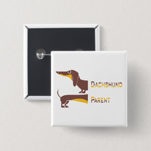 Badge Carré 5 Cm Drôle mignon dachshund pour parent chien long