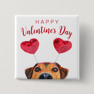 Badge Carré 5 Cm Drôle Valentine's Day Chien mignon Coeur Headband