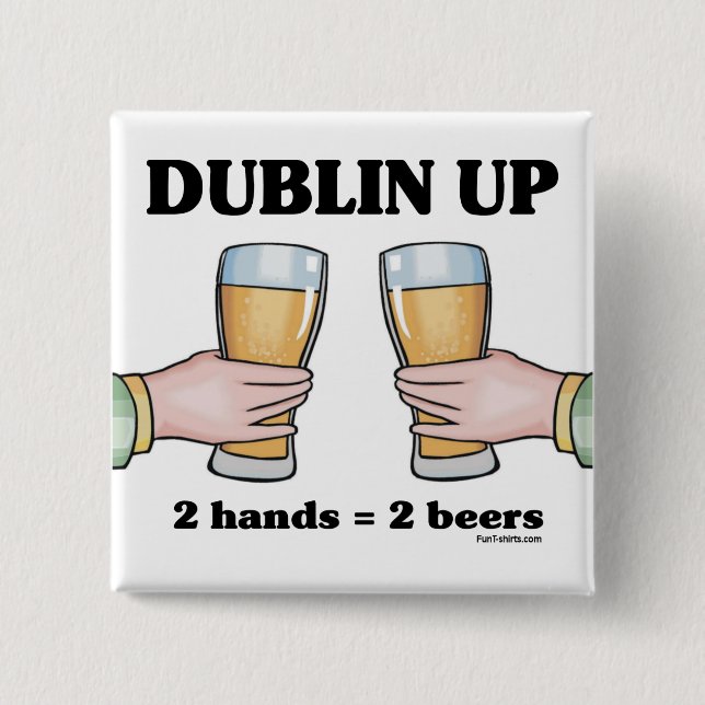 Badge Carré 5 Cm Dublin vers le haut de bouton (Devant)