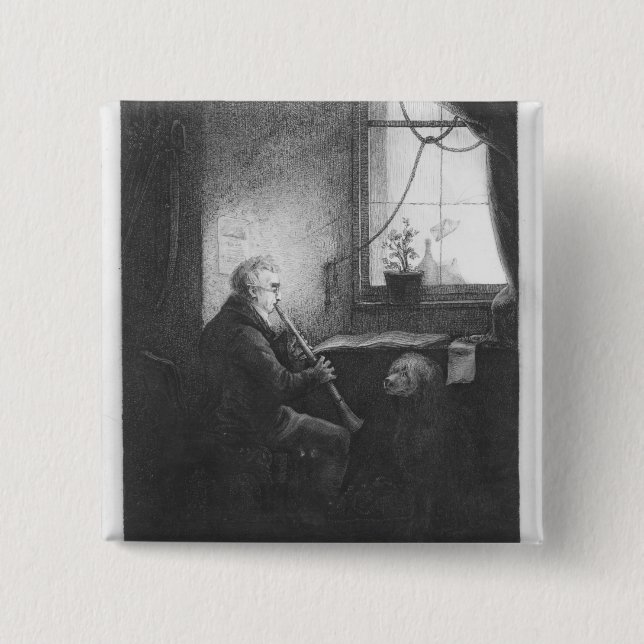 Badge Carré 5 Cm Duc Esterhazy Playing la clarinette, 1809 (Devant)