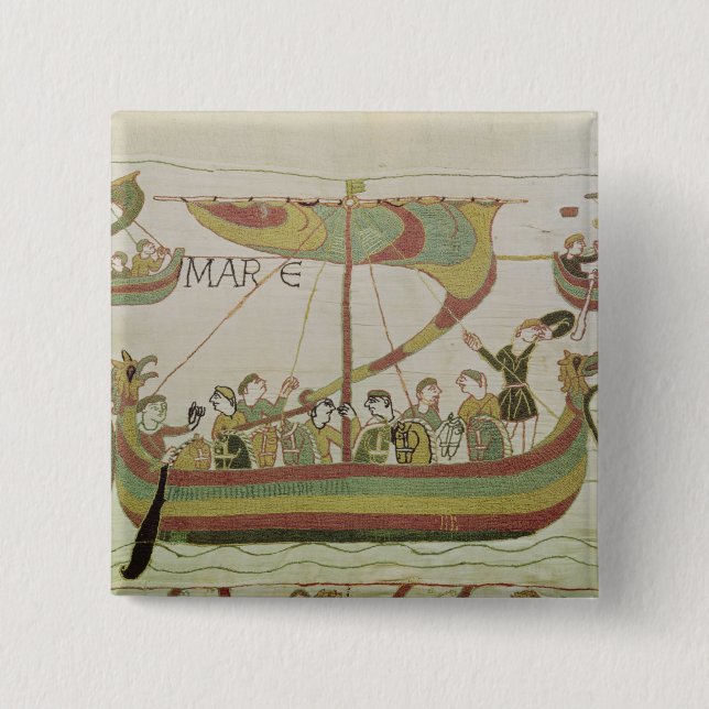 Badge Carré 5 Cm Duc William de la Normandie traverse la mer (Devant)