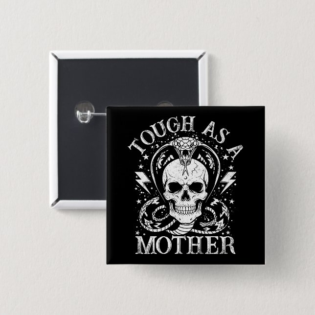 Badge Carré 5 Cm Dure comme une mère humour marrant de maman matern (Devant & derrière)