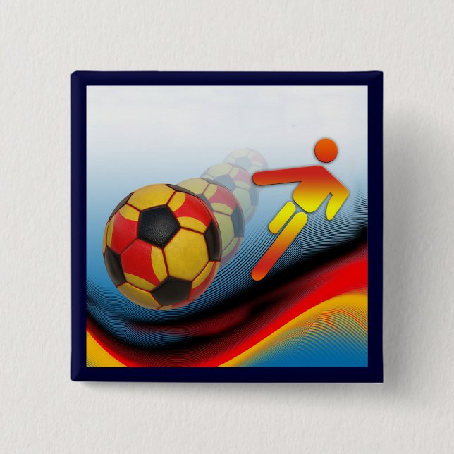 Badge Carré 5 Cm Dynamique du football et du football (Devant)