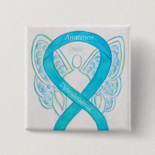 Badge Carré 5 Cm Dysautonomia Sensibilisation Ruban Angel Pins Bout