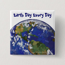 Badge Carré 5 Cm Earth Day Every Day Button