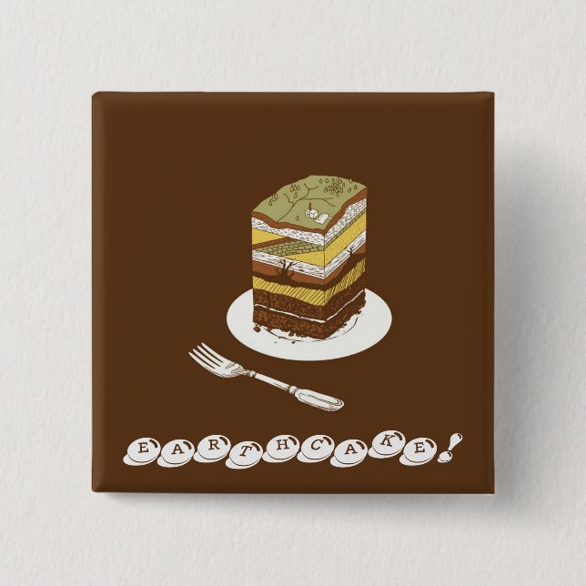 BADGE CARRÉ 5 CM EARTHCAKE ! (Devant)