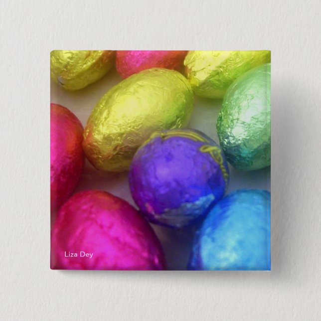 Badge Carré 5 Cm 'Easter Colors' Square Button (Devant)