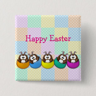 Badge Carré 5 Cm Easter owl - rainbow
