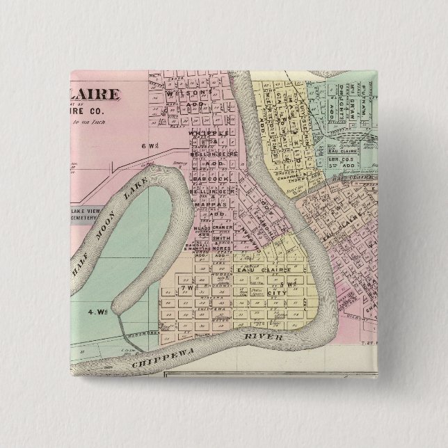 Badge Carré 5 Cm Eau Claire et Medford (Devant)