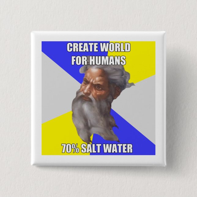 Badge Carré 5 Cm Eau de mer de Dieu de Troll (Devant)