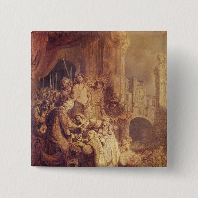 Badge Carré 5 Cm Ecce homo, 1634 (Devant)