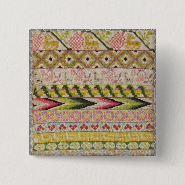 Badge Carré 5 Cm Échantillonneur de broderie (Devant)