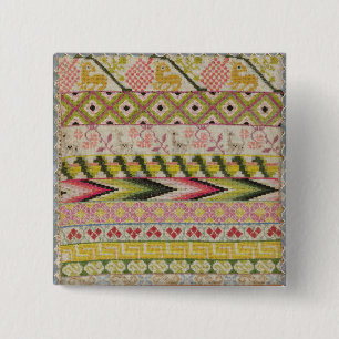 Badge Carré 5 Cm Échantillonneur de broderie