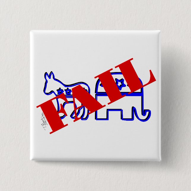 Badge Carré 5 Cm Échec du système à deux parties (Devant)