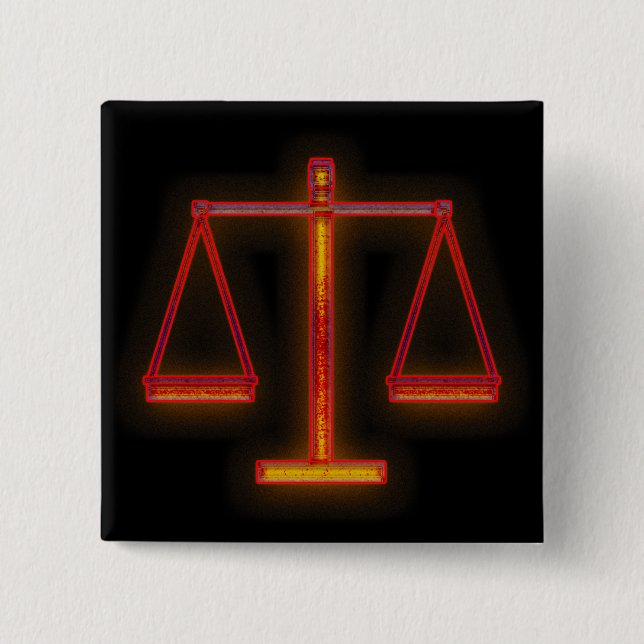Badge Carré 5 Cm Échelles de justice - bouton de loi (Devant)
