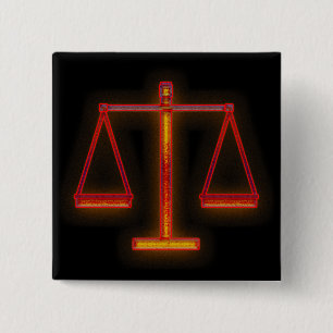 Badge Carré 5 Cm Échelles de justice - bouton de loi