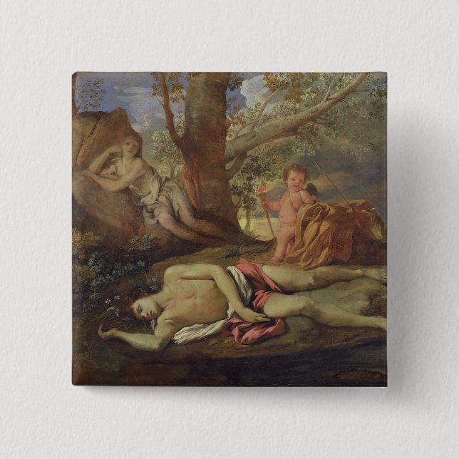 Badge Carré 5 Cm Écho et narcisse (Devant)