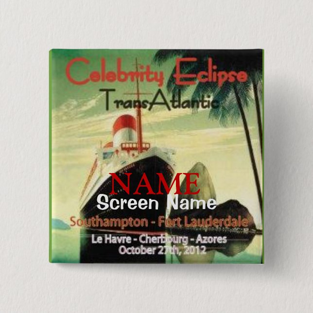 Badge Carré 5 Cm Éclipse 2012 transatlantique (Devant)