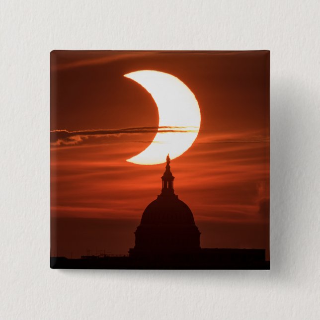 Badge Carré 5 Cm Éclipse solaire 2021 (Devant)
