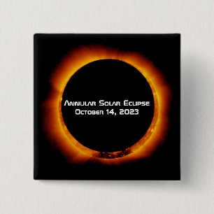 Badge Carré 5 Cm Éclipse solaire annuelle 2023