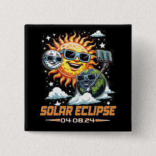Badge Carré 5 Cm Éclipse solaire totale Avril 2024