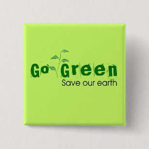 Badge Carré 5 Cm Eco-Friendly Go Green Button