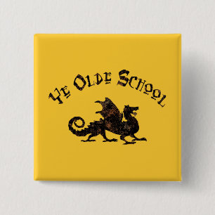 Badge Carré 5 Cm École Ancienne - Roi Arthur Chevaliers Dragon Médi