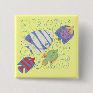 Badge Carré 5 Cm École de T-shirts et de cadeaux de poissons