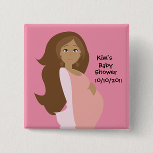 Badge Carré 5 Cm Économies de rose le baby shower de date -