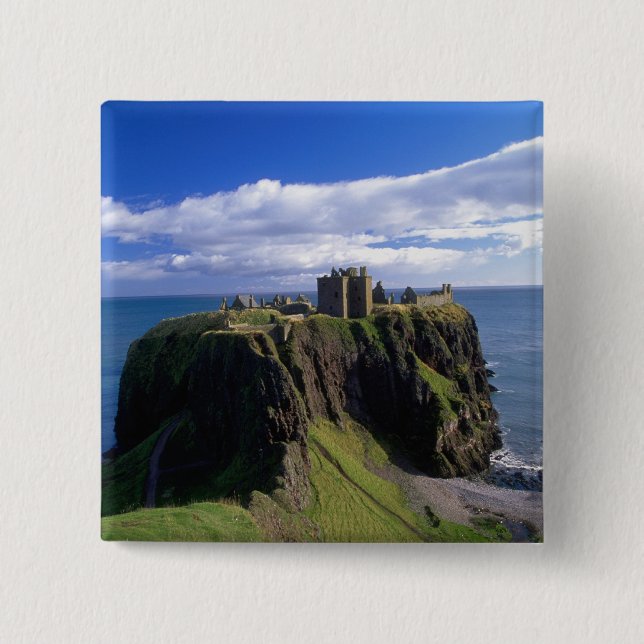 Badge Carré 5 Cm Écosse, Aberdeen. Château de Dunnotar. (Devant)