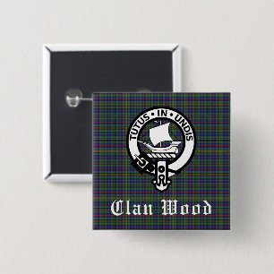 Badge Carré 5 Cm Ecosse Clan Wood Crest & Tartan