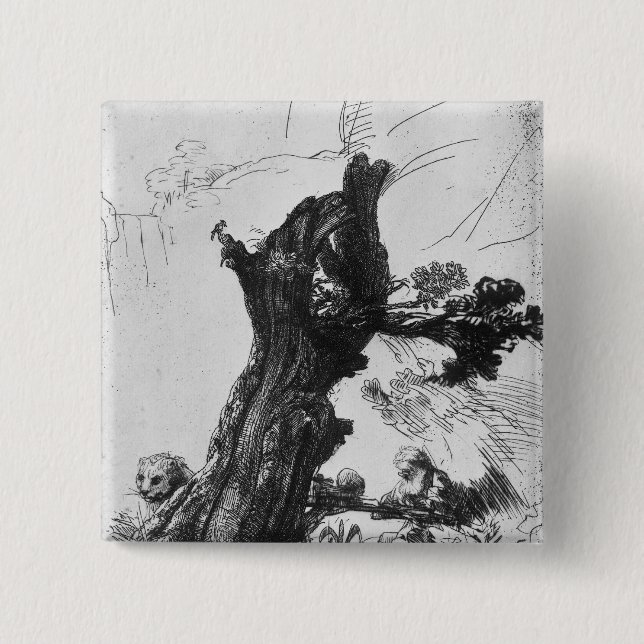 Badge Carré 5 Cm Écriture de St Jerome, 1648 (Devant)
