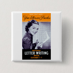 Badge Carré 5 Cm Écriture vintage de lettre