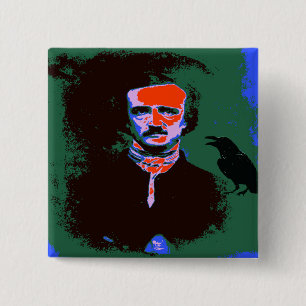 Badge Carré 5 Cm Edgar Allan Poe Pop Art