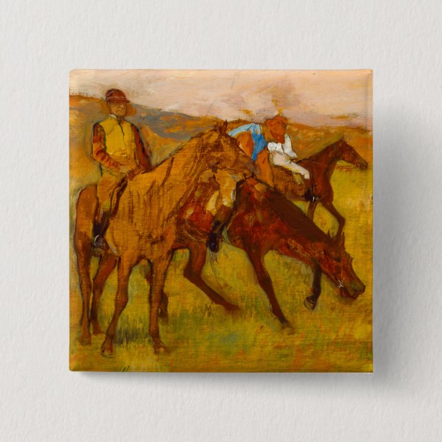 Badge Carré 5 Cm Edgar Degas avant la course (Devant)